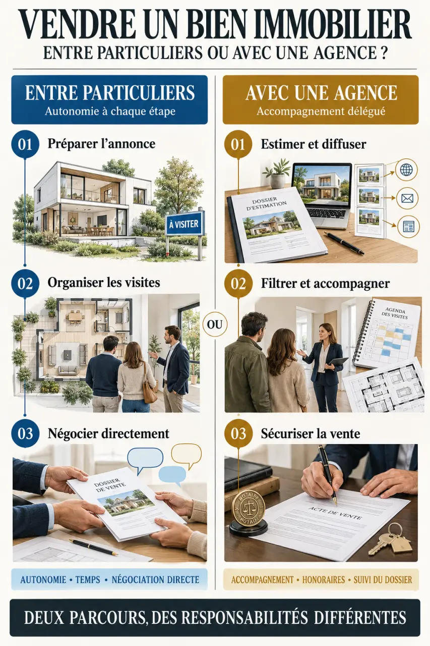 Comparaison entre particuliers et agence immobilière pour une transaction entre particuliers