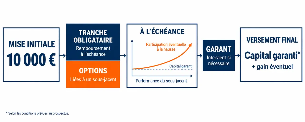 Fonctionnement d’un OPCVM à capital garanti entre obligations, options, sous-jacent et garant