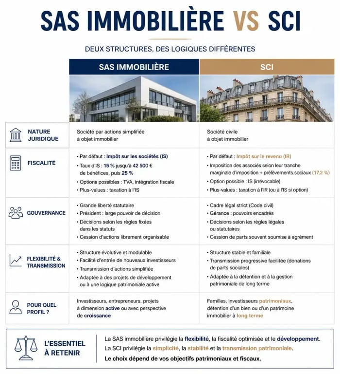 Comparaison entre SAS immobilière et SCI pour l'investissement immobilier