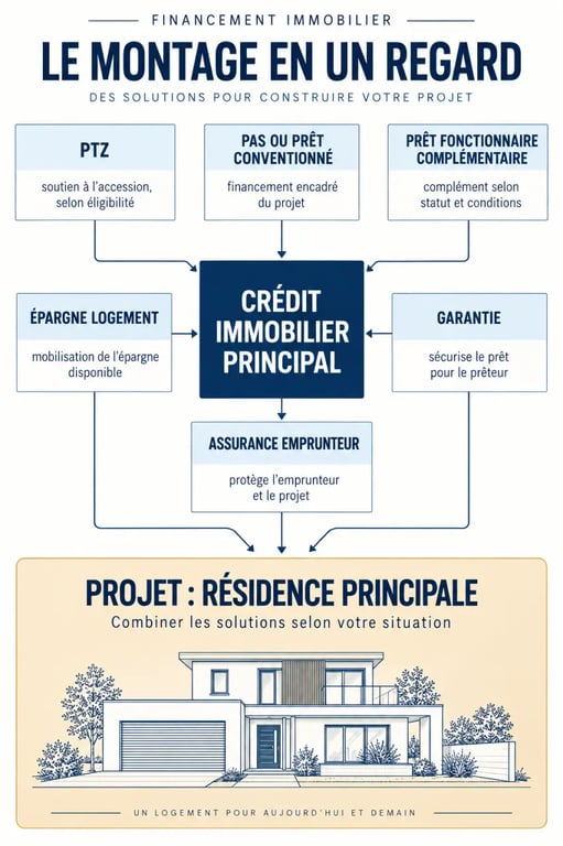 Infographie sur le prêt aux fonctionnaires immobilier et les prêts complémentaires
