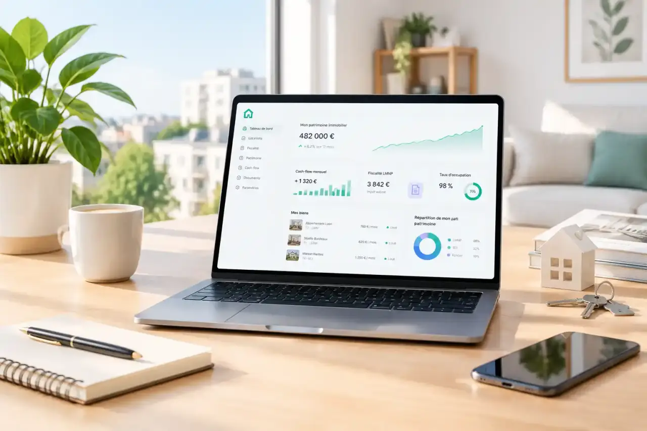 Investisseur analysant le bilan financier de son investissement LMNP sur un tableau de bord numérique