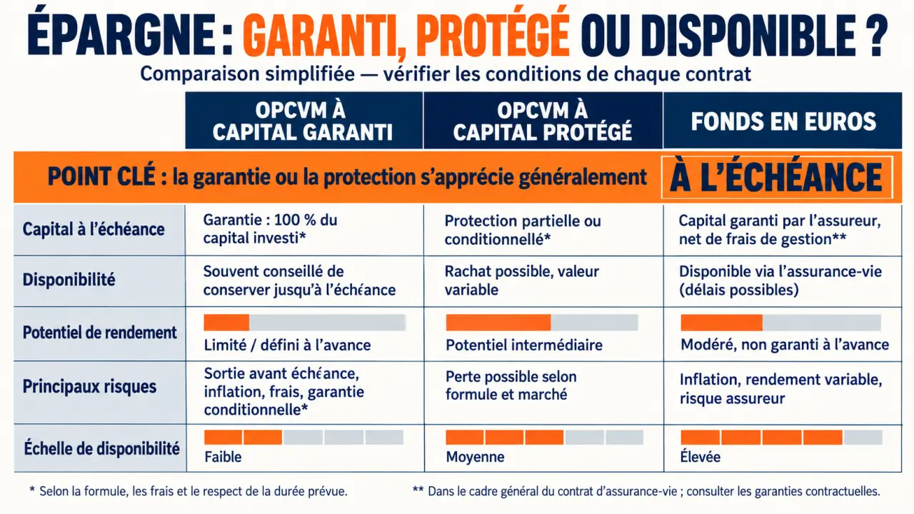 Comparaison entre OPCVM à capital garanti, capital protégé et fonds euros